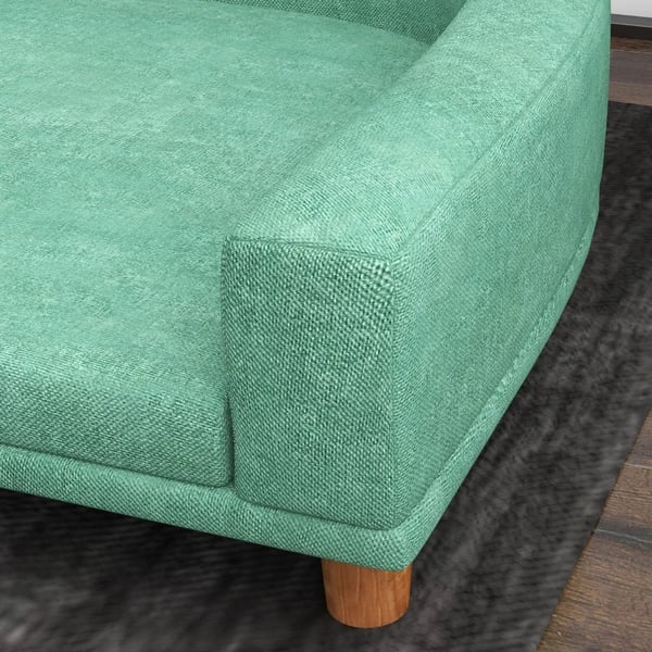 Rootz Hundeseng - Tyk pude - Hundesofa - Elegant design - Pet Sofa - Eukolyptus - Polyester-MDF - Grøn - 68L x 68W x 35H cm