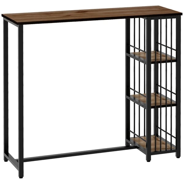 Rootz Barbord - Køkkenbord - Industrielt design - 3 hylder - Spånplade - Stål - Sort + Brun - 120 x 40 x 105 cm