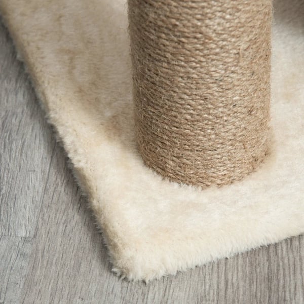 Rootz Cat kradsestolpe - Inklusiv legetøj - Katteseng - Spånplade - Plys - Sisal - Lysebrun - 60 Cm X 30 Cm X 76 Cm