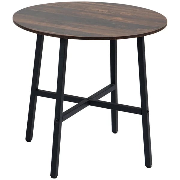 Rootz Spisestuebord - Industriel stil - Køkkenbord - Rundt med stålben - Rustik Brun - Φ80 x 76H cm