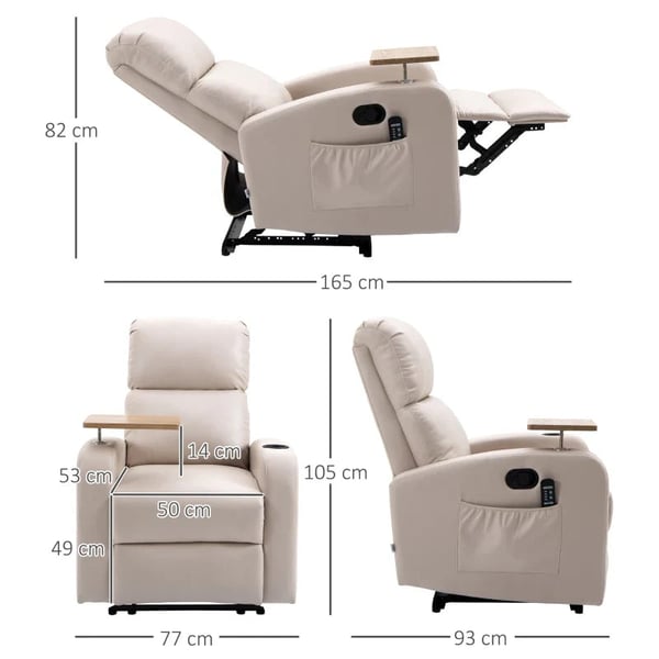 Rootz Massagestol - Afslapningsstol - Hvilestol - 1 klapbord - Fjernbetjening - 1 fodstøtte - 8 forskellige massagepunkter - Mikrofiber Stof-stål - Be