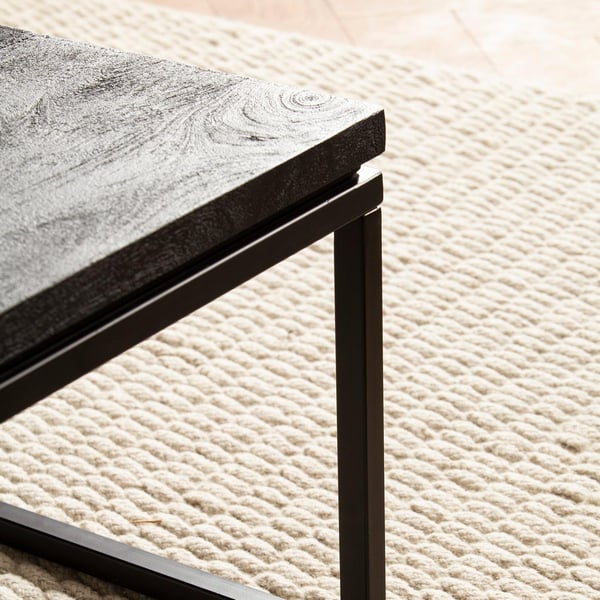 Rootz Modern Design Sofabord - Firkantet bord - Håndlavet - Mangotræ - Sort - Unik - Anti-Slip Nubs - 60cm x 60cm x 35cm