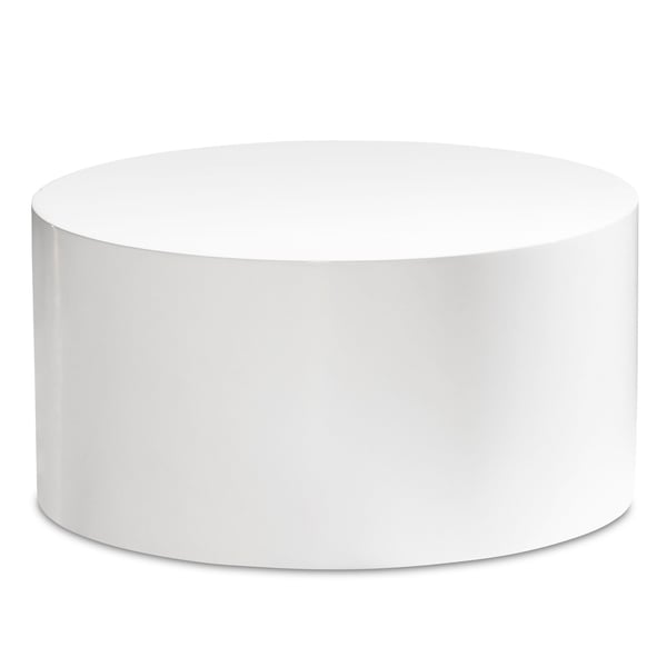 Rootz Elegant Sofabord - Rundt bord - Højglans finish - Hvid - Fjernbetjeningshylde - Brug til flere rum - Gulvbeskyttelse - 60 cm x 60 cm x 30 cm