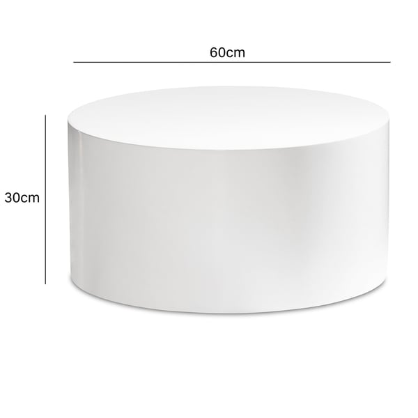 Rootz Elegant Sofabord - Rundt bord - Højglans finish - Hvid - Fjernbetjeningshylde - Brug til flere rum - Gulvbeskyttelse - 60 cm x 60 cm x 30 cm