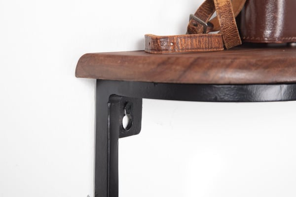 Rootz Modern Industrial Væghylde - Flydende hylde - Massivt træ - Metalramme - Opbevaringsplads - Håndlavet - Unik - 50 cm x 15 cm x 13 cm
