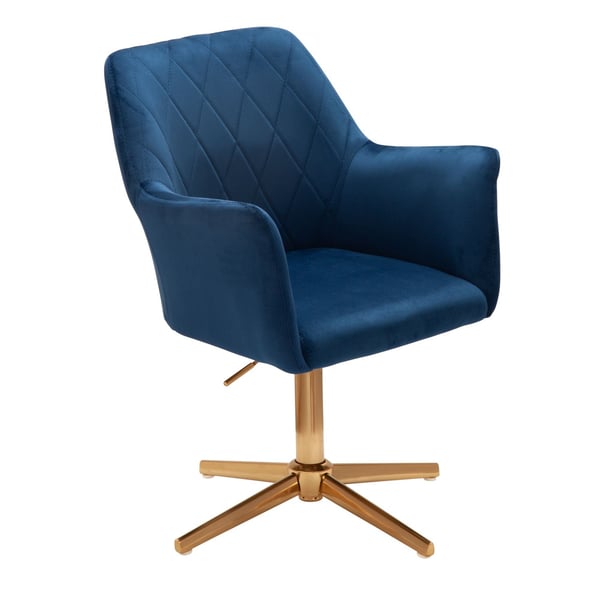 Rootz drejestol - Skrivebordsstol - Fløjlsbetræk - Polstrede armlæn - 360° rotation - Guldramme - 80-97cm x 55cm x 55cm