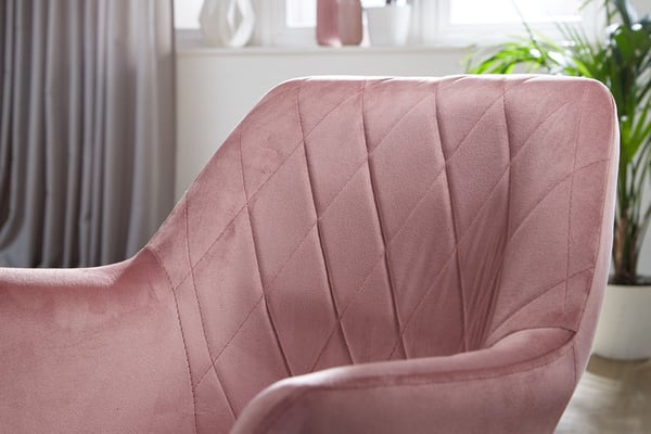 Rootz drejestol - Skrivebordsstol - Fløjlsbetræk - Polstret armlæn - 360° rotation - Guldbundsramme - 80-97 cm x 55 cm x 55 cm - Pink - 120 kg Kapacit