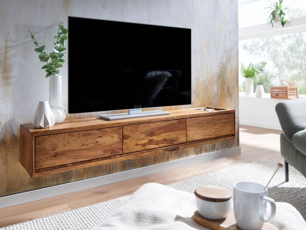Rootz Modern Design TV Underskab - Lowboard - Underholdningscenter - Håndlavet - Sheesham Wood - 160 cm x 25 cm x 35 cm - Fjernbetjeningsopbevaring -