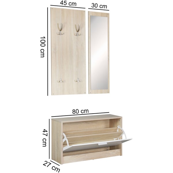 Rootz Modern garderobesæt - Skabsorganisering - Opbevaringsløsning - Tidløst design - Sonoma farver - 80 cm x 27 cm x 100 cm