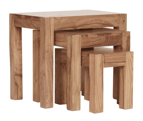Rootz 3-delt sæt redeborde - Massivt træ - Akacie - Håndlavet - Pladsbesparende - Unikt korn - 45cm x 50cm x 36cm