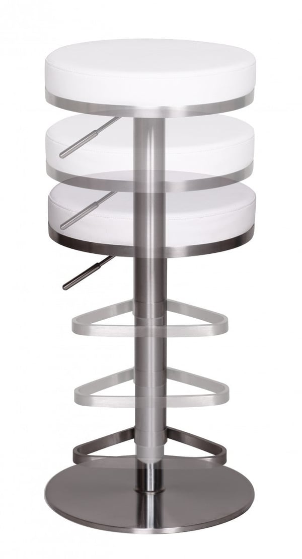 Rootz justerbar barstol - Moderne skammel - Højdejusterbar skammel - Rustfrit stål - Komfortable siddepladser - 57 cm x 36 cm x 82 cm