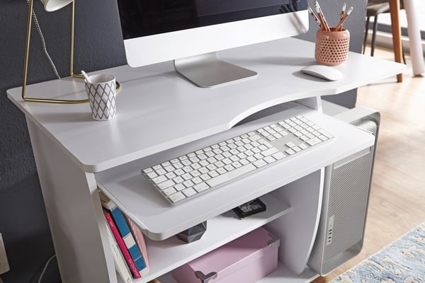 Rootz moderne computerbord med pc-hylde - Tidløst design - Opbevaringsmuligheder - Afrundede 3D-hjørner - 90 cm x 71 cm x 50 cm