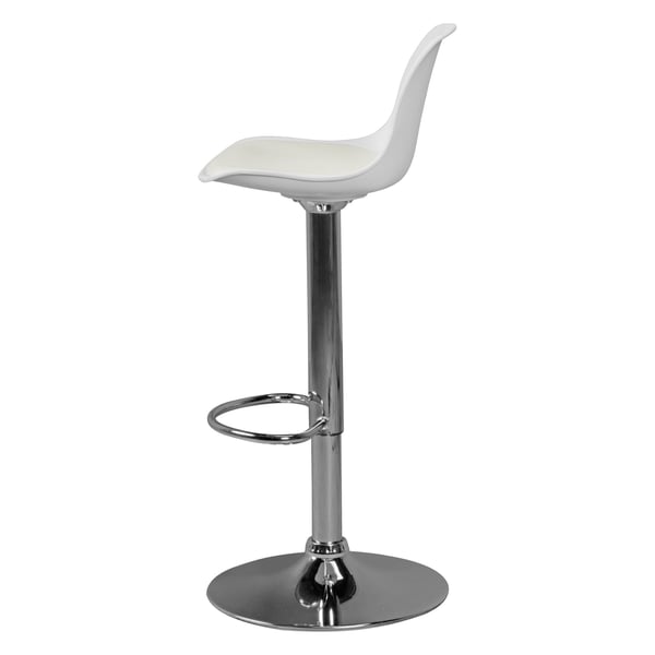 Rootz læderlook barstol - Elegant krom stel - Drejeligt sæde - Justerbar højde - Hvidt sæde - 110 kg Kapacitet - 84-104 cm x 40 cm x 40 cm