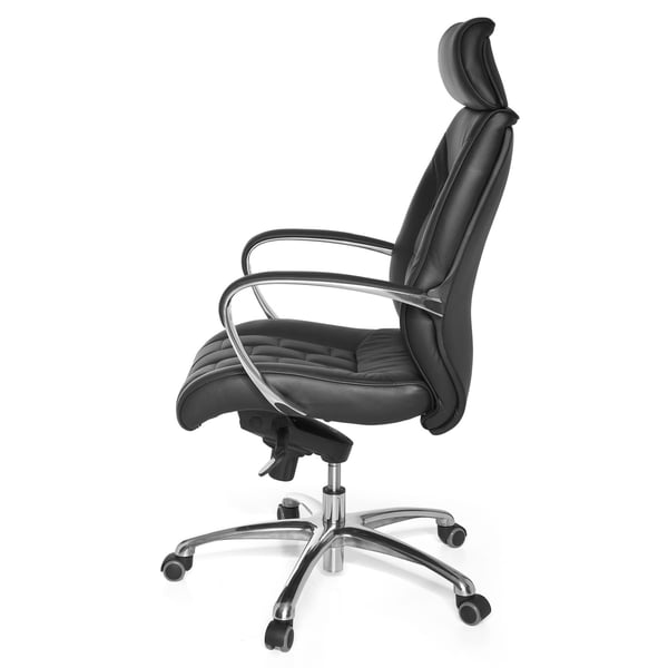 Rootz XXL Executive Chair - Kontorstol - Ægte læder - Højt ryglæn - Lændestøtte - Aluminiumsarmlæn - Krombund - 120 kg Kapacitet - 8 timers siddetid -