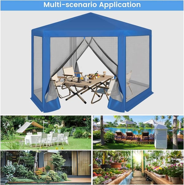 Rootz Outdoor Gazebo - Havepavillon - Beskyttende ly - UV- og skyggebeskyttelse - Åndbart myggenet - Nem montering - 380 cm x 250 cm x 328 cm