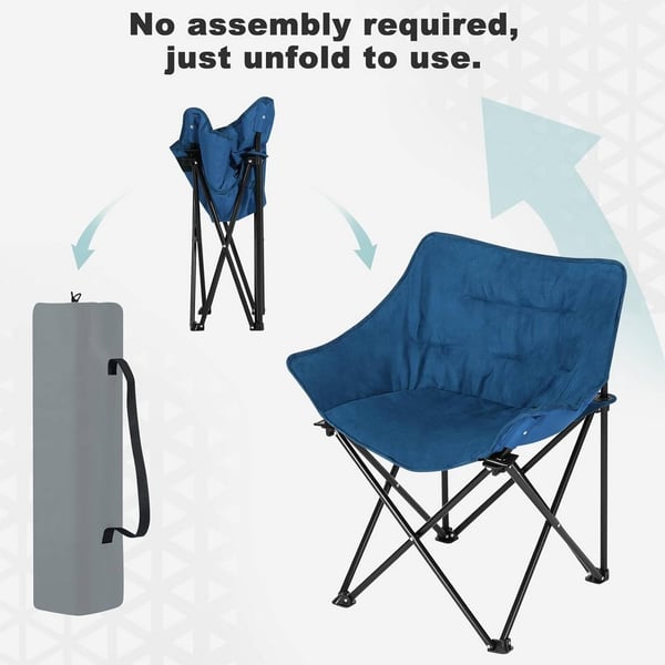 Rootz Ultimate Comfort Folding Camping Stol - Bærbar Stol - Udendørs siddepladser - Holdbart Oxford stof - Let og kompakt - Stilfuldt imiteret ruskind