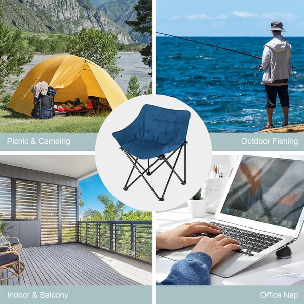Rootz Ultimate Comfort Folding Camping Stol - Bærbar Stol - Udendørs siddepladser - Holdbart Oxford stof - Let og kompakt - Stilfuldt imiteret ruskind