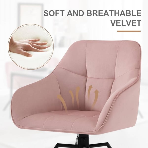 Rootz drejelig spisestuestol - Roterende stol - Fløjlskontorstol - Ergonomisk design - Komfortabelt bredt sæde - Holdbart metalstel - 58,5 cm x 82,5 c