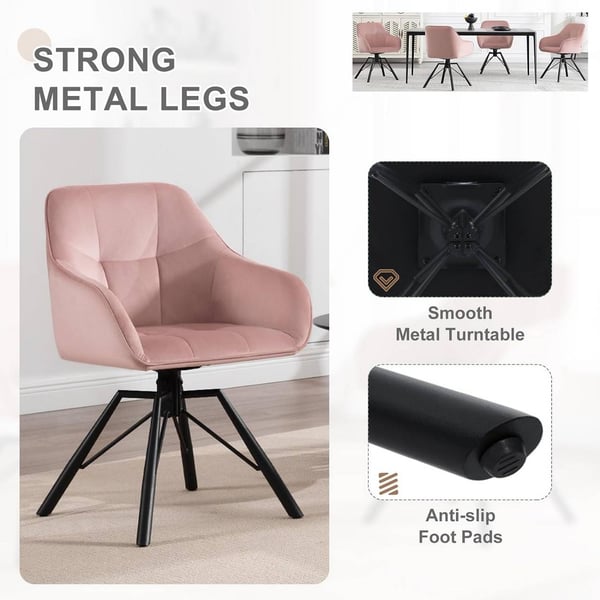 Rootz drejelig spisestuestol - Roterende stol - Fløjlsstol - Ergonomisk komfort - Nem montering - Holdbart design - 58,5 cm x 82,5 cm x 54,5 cm