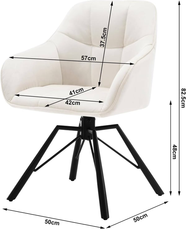 Rootz drejelig spisestuestol - Roterende stol - Fløjlskontorstol - Ergonomisk design - Komfortabel siddeplads - Holdbar bygning - 58,5 cm x 82,5 cm x