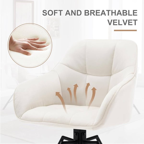 Rootz drejelig spisestuestol - Roterende stol - Fløjlskontorstol - Ergonomisk design - Komfortabel siddeplads - Holdbar bygning - 58,5 cm x 82,5 cm x