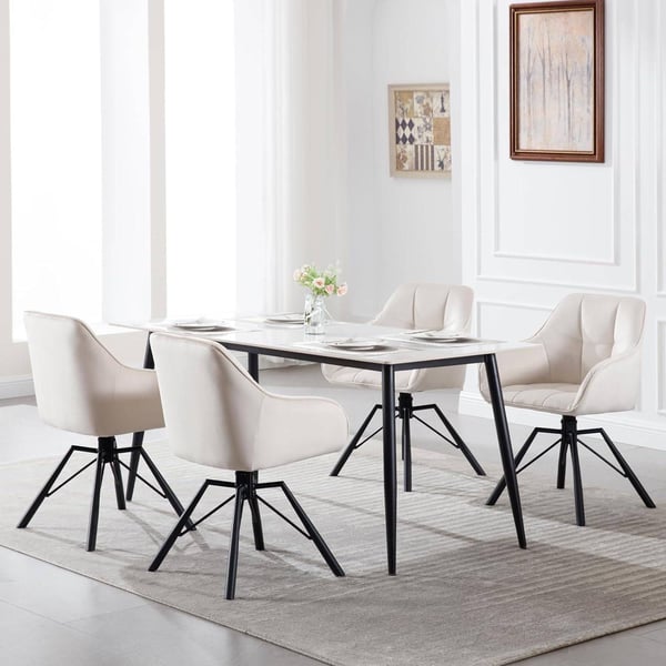 Rootz drejelig spisestuestol - Roterende stol - Fløjlspolstret - Komfortabelt bredt sæde - Ergonomisk design - Holdbart metalstel - 58,5 cm x 82,5 cm
