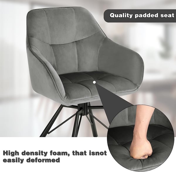 Rootz drejelig spisestuestol - Roterende stol - Fløjlspolstret stol - Ergonomisk design - Komfortable siddepladser - Holdbar bygning - 58,5 cm x 82,5
