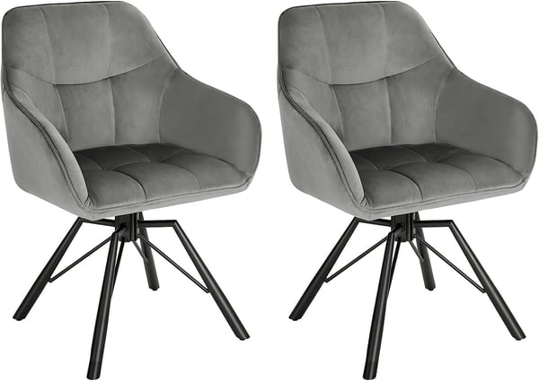 Rootz drejelig spisestuestol - Roterende stol - Fløjlspolstret stol - Ergonomisk design - Komfortable siddepladser - Holdbar bygning - 58,5 cm x 82,5