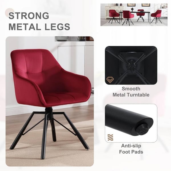Rootz drejelig spisestuestol - Roterende stol - Velvet Accent Chair - Ergonomisk design - Komfortable siddepladser - Holdbar konstruktion - 58,5 cm x