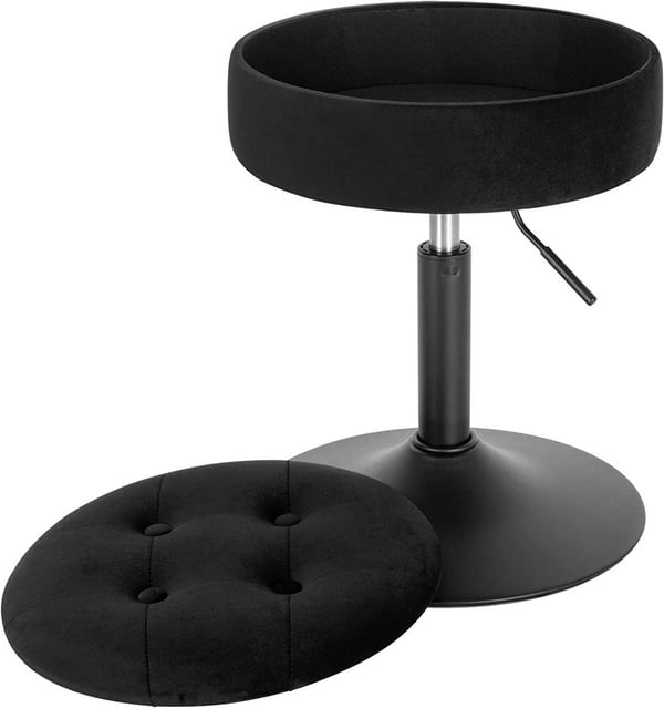 Rootz Justerbar Velvet Barstol - Bordstol - Drejeligt sæde - Holdbar og komfortabel - Multifunktionel med opbevaring - Justerbar højde 49,5 cm-65 cm -