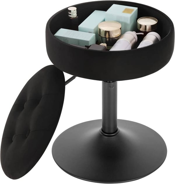 Rootz Justerbar Velvet Barstol - Bordstol - Drejeligt sæde - Holdbar og komfortabel - Multifunktionel med opbevaring - Justerbar højde 49,5 cm-65 cm -