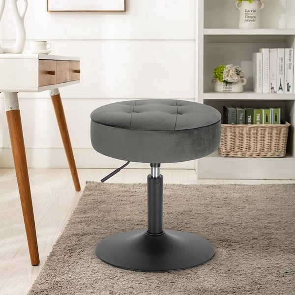 Rootz Justerbar Velvet Barstol - Skrankestol - Drejelig skammel - Holdbar, Moderne, Multifunktionel - Sædediameter 39,5 cm, Højde 49,5-65 cm, Basediam