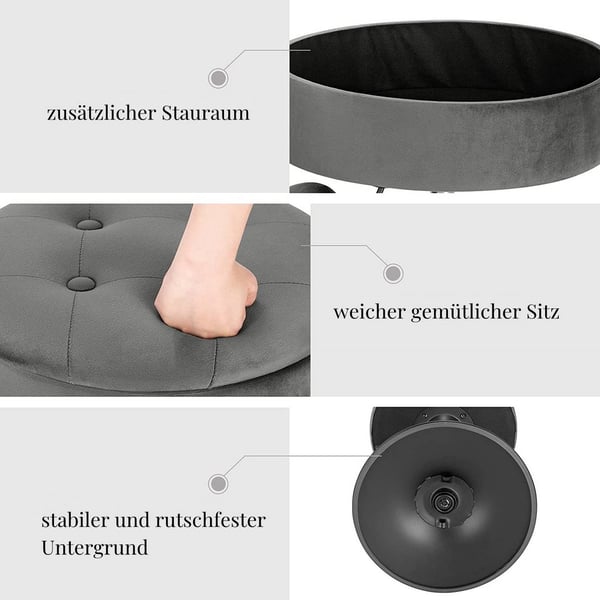 Rootz Justerbar Velvet Barstol - Skrankestol - Drejelig skammel - Holdbar, Moderne, Multifunktionel - Sædediameter 39,5 cm, Højde 49,5-65 cm, Basediam