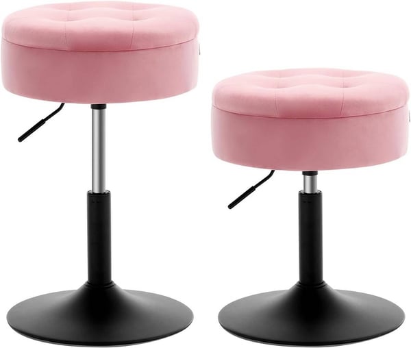 Rootz Justerbar Velvet Barstol - Bordstol - Køkkentaburet - Holdbar, moderne, multifunktionel - Opbevaringsplads - 39,5 cm x 49,5-65 cm x 38,5 cm
