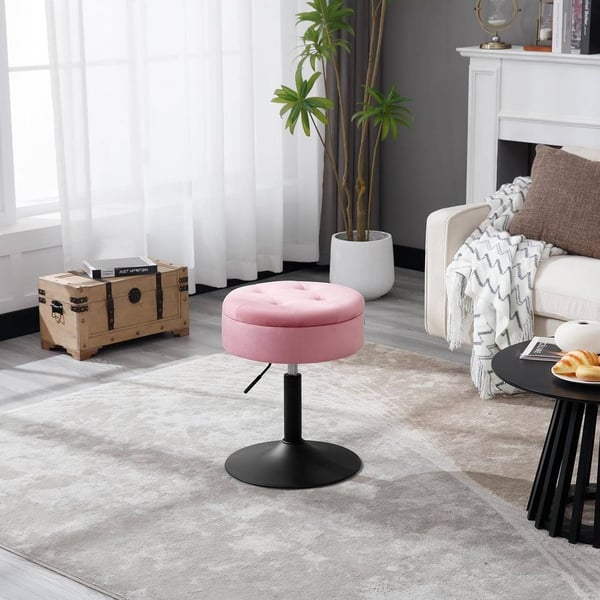Rootz Justerbar Velvet Barstol - Bordstol - Køkkentaburet - Holdbar, moderne, multifunktionel - Opbevaringsplads - 39,5 cm x 49,5-65 cm x 38,5 cm