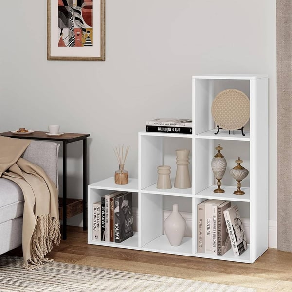 Rootz Modern Chic reol - Stilfuld bogreol - Opbevaringsorganisering - Rigelig plads - Holdbar og vandafvisende - Alsidig hvid finish - 90x29x90 cm