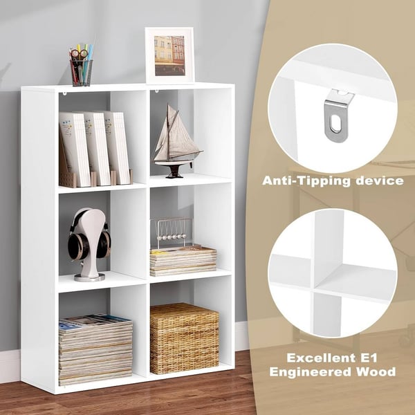 Rootz Modern White Boghylde - Opbevaringsorganisering - Displayhylde - Pladsbesparende, Alsidig, Robust - 71 cm x 106 cm x 29 cm