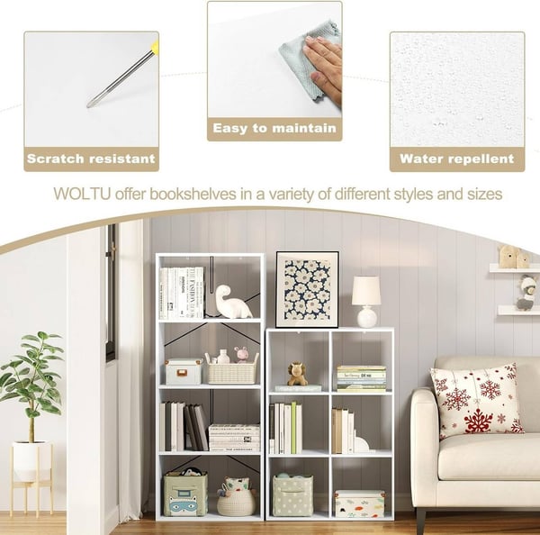 Rootz Modern White Boghylde - Opbevaringsorganisering - Displayhylde - Pladsbesparende, Alsidig, Robust - 71 cm x 106 cm x 29 cm