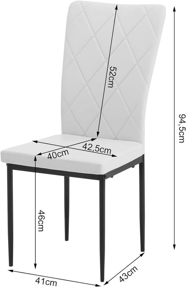 Rootz spisestuestole Sæt med 4 - Stole i imiteret læder - Stole med høj ryglæn - Komfortable siddepladser - Ergonomisk støtte - Holdbar metalramme - 4