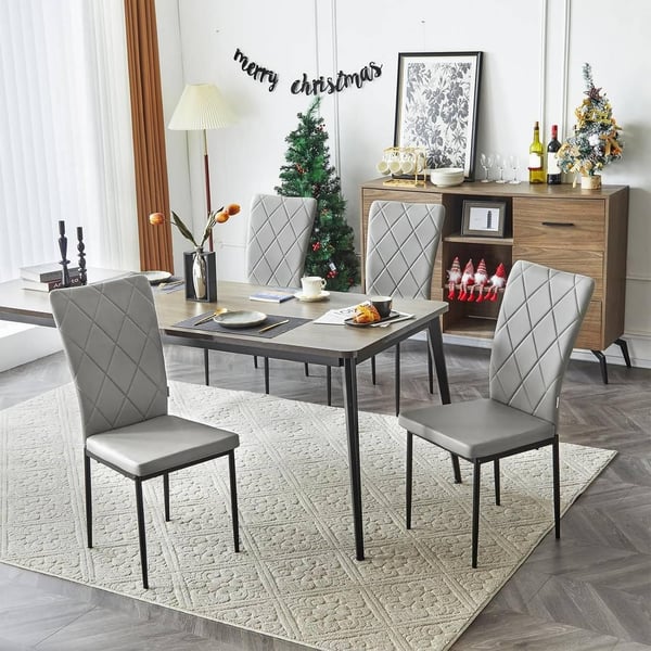 Rootz spisestuestole Sæt med 4 - Køkkenstole - Moderne siddepladser - Komfortabelt polstret sæde - Ergonomisk rygstøtte - Holdbar metalramme - 42 cm x