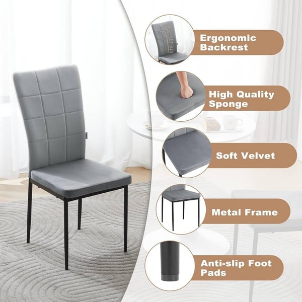 Rootz spisestuestole Sæt med 4 - Fløjlsstole - Polstrede stole - Ergonomisk højt ryglæn - Holdbare metalben - Alsidig brug - 42,5 cm x 96,5 cm x 57,5