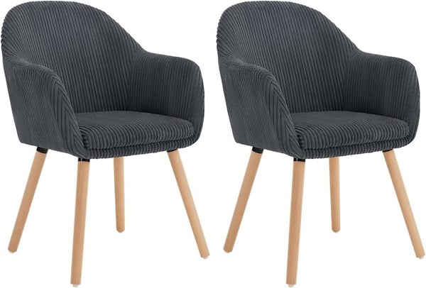 Rootz polstrede spisestuestole Sæt med 2 - Lænestole - Komfortstole - Høj komfort, Robust design, Alsidig brug - Fløjlstræk og træ - 55,5 cm x 83,5 cm