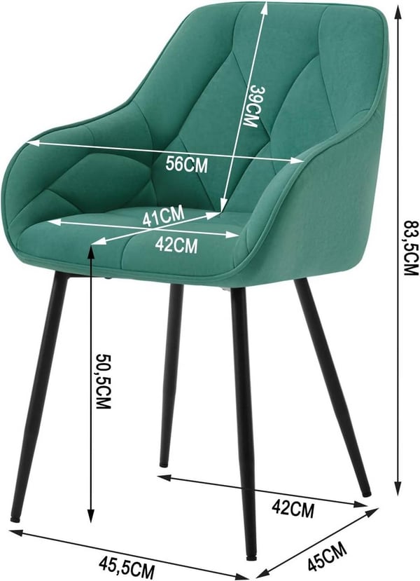 Rootz Velvet Spisestuestol - Elegant Stol - Komfortabel siddeplads - Luksuriøs fløjl, Ergonomisk støtte, Robust metalstel - 56cm x 83,5cm x 53cm