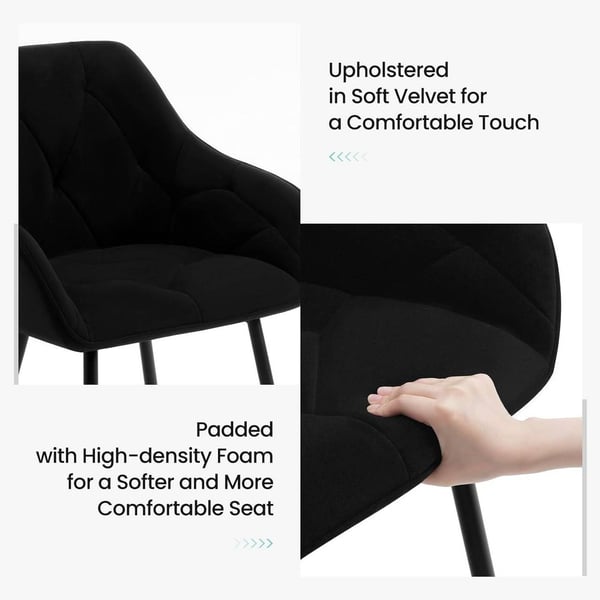 Rootz Velvet spisestuestol - Elegant stol - Komfortabel siddeplads - Luksuriøs fløjl, robust metalstel, ergonomisk design - 56 cm x 83,5 cm x 53 cm