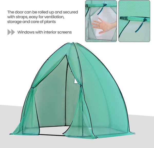 Rootz konisk drivhus - Havely - Plantebeskytter - UV-beskyttelse, holdbart design, optimal ventilation - 240 cm x 200 cm x 240 cm / 160 cm x 180 cm x