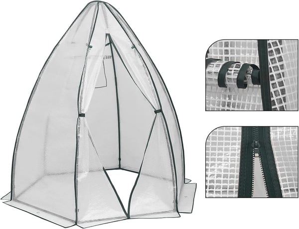 Rootz konisk drivhus - Havedrivhus - Plantebeskytter - Vejrbestandig, holdbar konstruktion, Optimal ventilation - 160cm x 180cm x 160cm