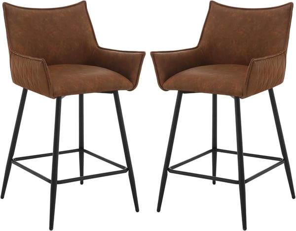 Rootz Vintage keinonahkainen baarijakkara - Työpöytäjakkara - Retro baarijakkara - Ergonominen muotoilu - Tukeva rakenne - Tyylikäs tyyli - 51cm x 90c