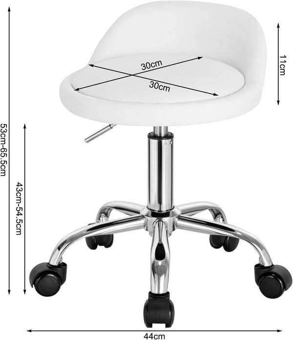 Rootz Justerbar drejelig kontorstol - Skrivebordsstol - Rullestol - Ergonomisk design - Højdejusterbar - Komfortabel siddeplads - 53cm-65,5cm Højde