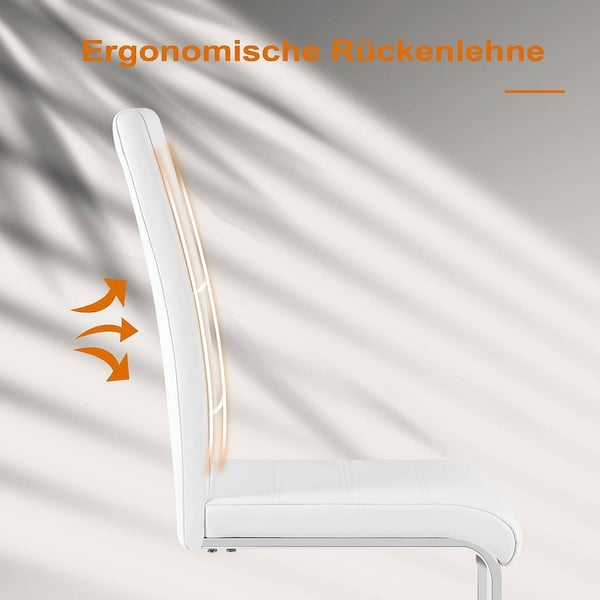 Rootz Spisestuestole Sæt med 2 - Gyngestol - Højt ryglæn - Hvidt imiteret læder - Stabil, Ergonomisk, Gulvvenlig - 41 cm x 100 cm x 55,5 cm