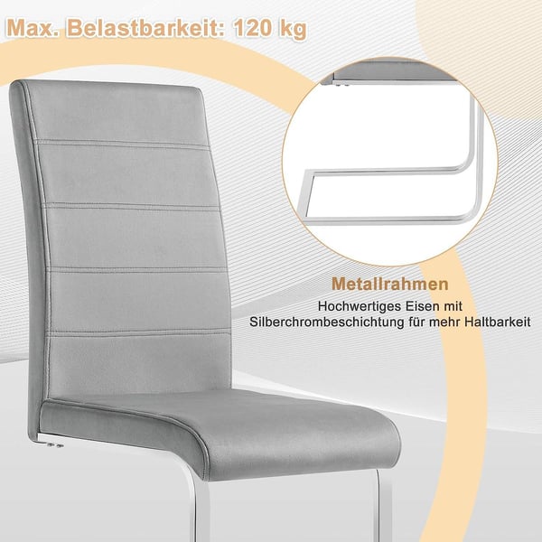 Rootz Spisestuestole Sæt med 6 - Gyngestole - Højryggede stole - Fløjl og metal - Ergonomisk og stabil - Gulvbeskyttelse - 41cm x 100cm x 55,5cm